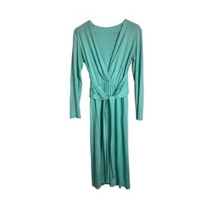 Joy Stevens Light turq vintage plunge dress